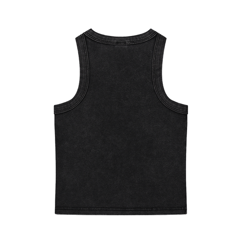 LOHÉ NOU Different on Purpose Snow-Washed Tank in black, back view